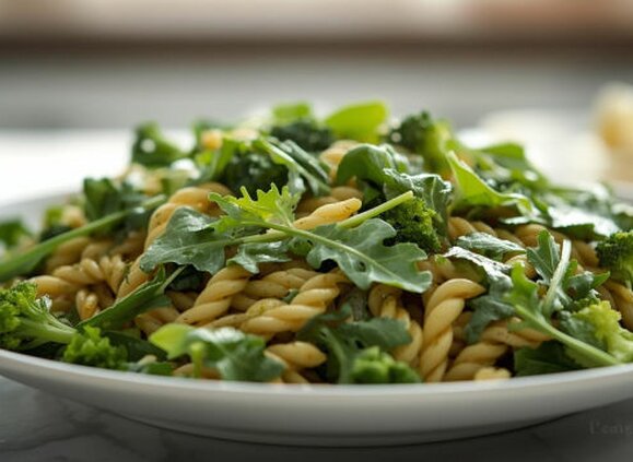 Prolećna pasta salata sa zelenim povrćem i limun prelivom