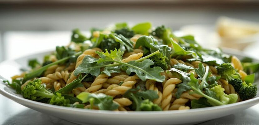 Prolećna pasta salata sa zelenim povrćem i limun prelivom